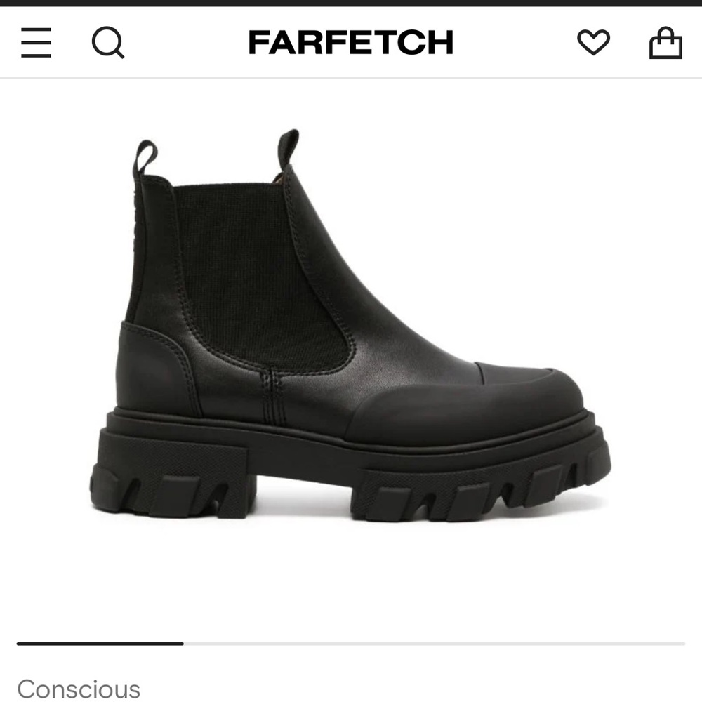 Ganni Cleated Low Chelsea Black Boots - Picture 7 of 7